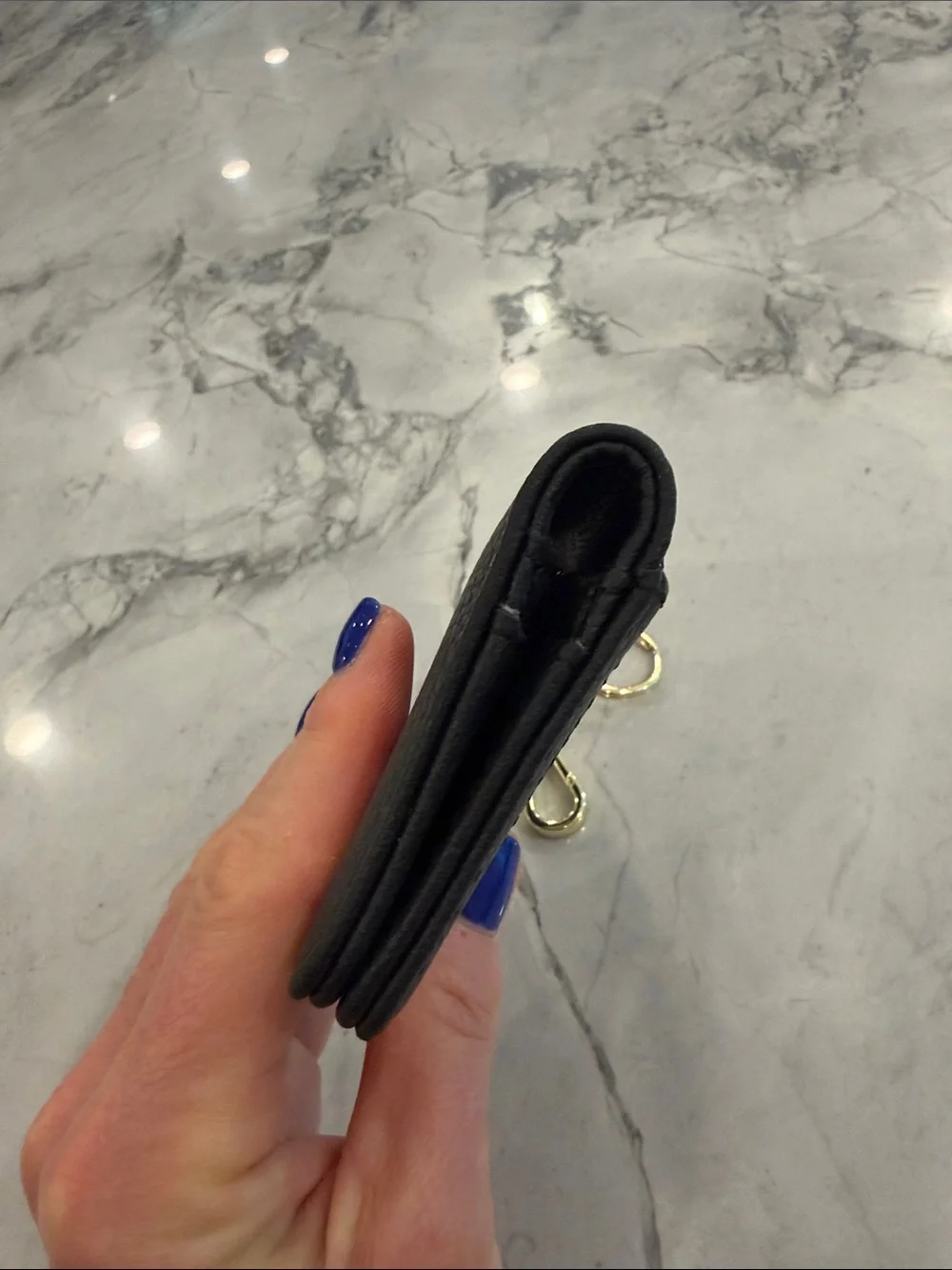 Steve Madden Black Faux Leather Keychain Card Holder Wallet
